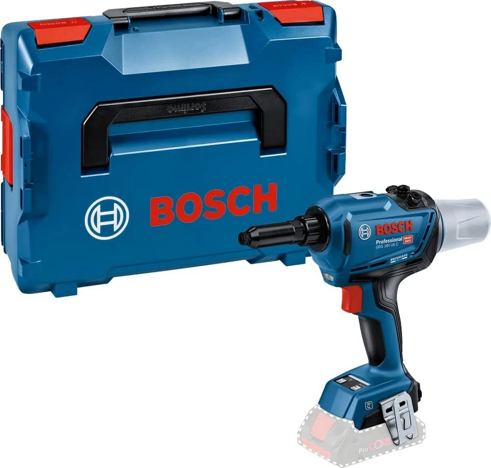 Bosch Professional 18V System Cordless Rivet Gun GRG 18V-16 C (max. tensile Force 16,000 N, Stroke Length 25 mm, incl. L-BOXX, not incl. Batteries/Charger)