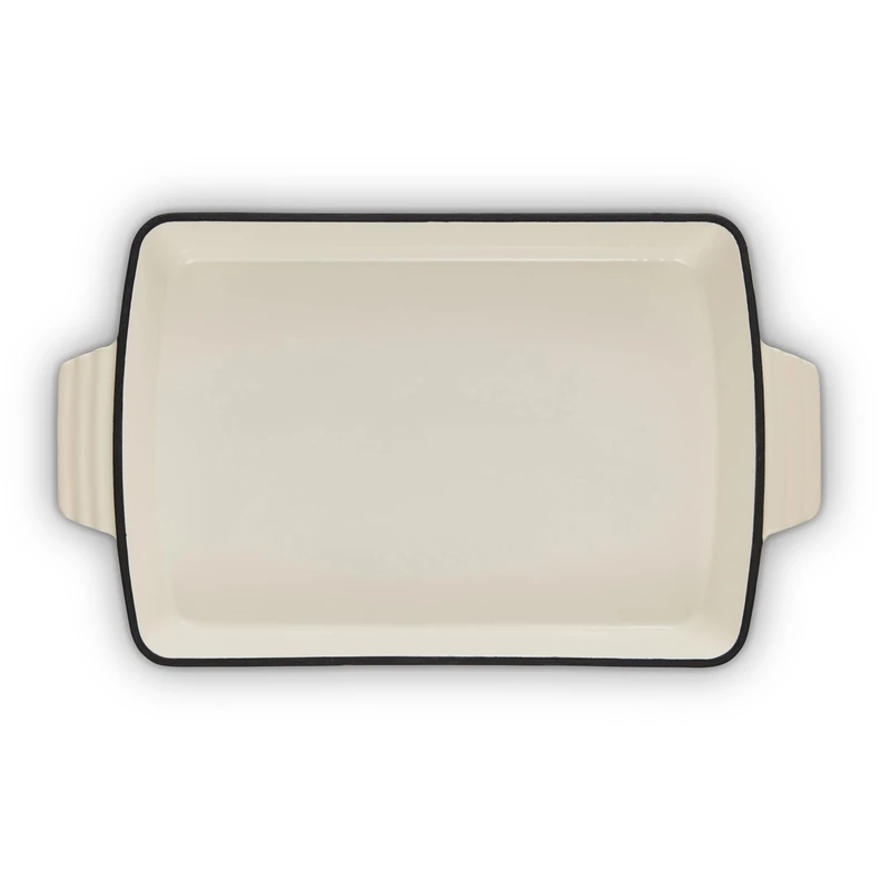Barbary & Oak BO800258CRM Cast Iron Rectangular Roaster with Durable Enamel Interior, 39cm, Camembert Cream