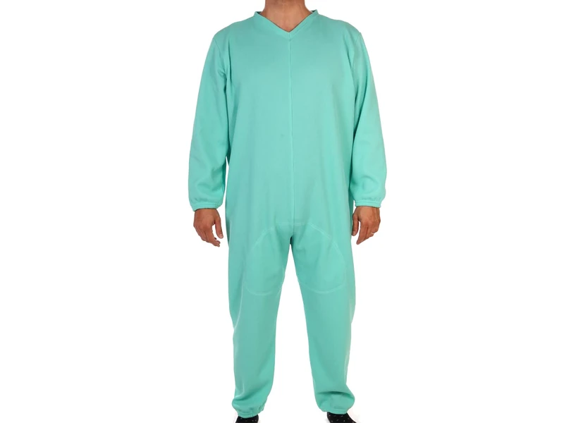 Gima - Anti-tampering suit, sanitary pyjama suit for elderly and patients, zip opening at the back, honeycomb jersey, double reinforced crotch, size S, green colour, made in Italy - Image 1