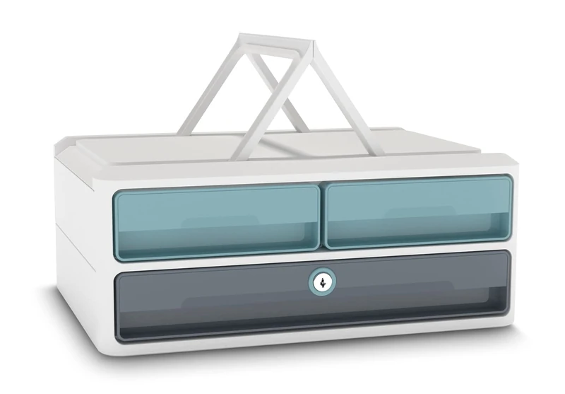 CEP Moov'up Secure Module 3 Drawers Lockable Mint Grey - Image 1