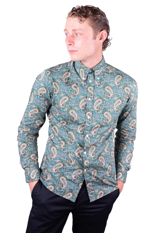 Merc of London Men's Kingly Shirt, Green, XS