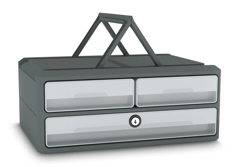 CEP MoovUp Secure Monitor Stand for PC Computer Storage Module with Lock Lock Grey Recycled Plastic