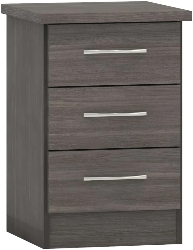 Seconique Nevada 3 Drawer Bedside in Black Wood Grain