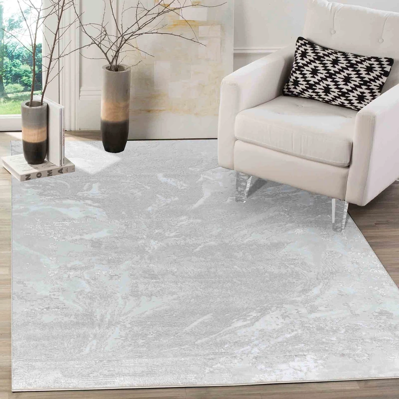Serdim Rugs Serenity Modern Abstract Water Flow Grunge Textured Contemporary Area Rugs, Stone, Rectangle 200 x 290cm