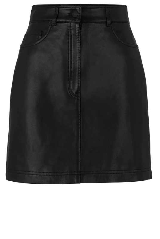 HUGO Women's Lusila Leather Skirt, Black1, XS