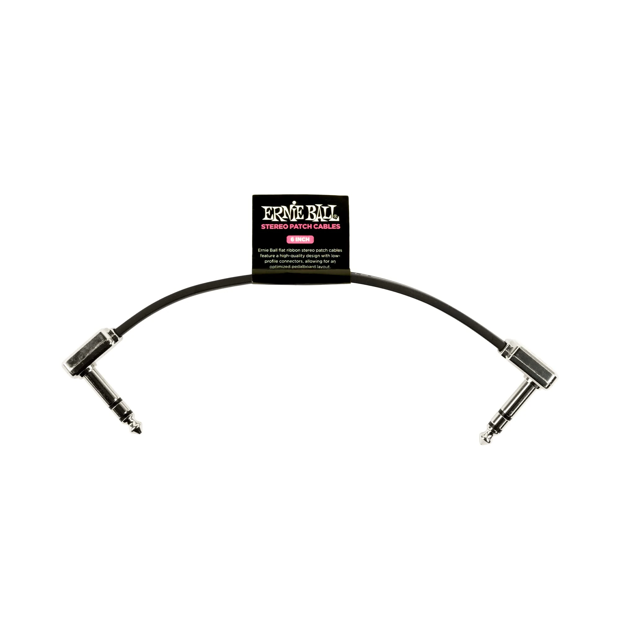 Ernie Ball 6" Single Flat Ribbon Stereo Patch Cable - Black