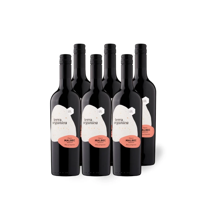 Terra Organica Malbec Red Wine Case of 6 - Argentinian Organic Wine - Award Winning Red Wine from Family Run Winery - Red Wine Box of 6 x 75 cl Bottles - Makes for a Great Red Wine Gift Set