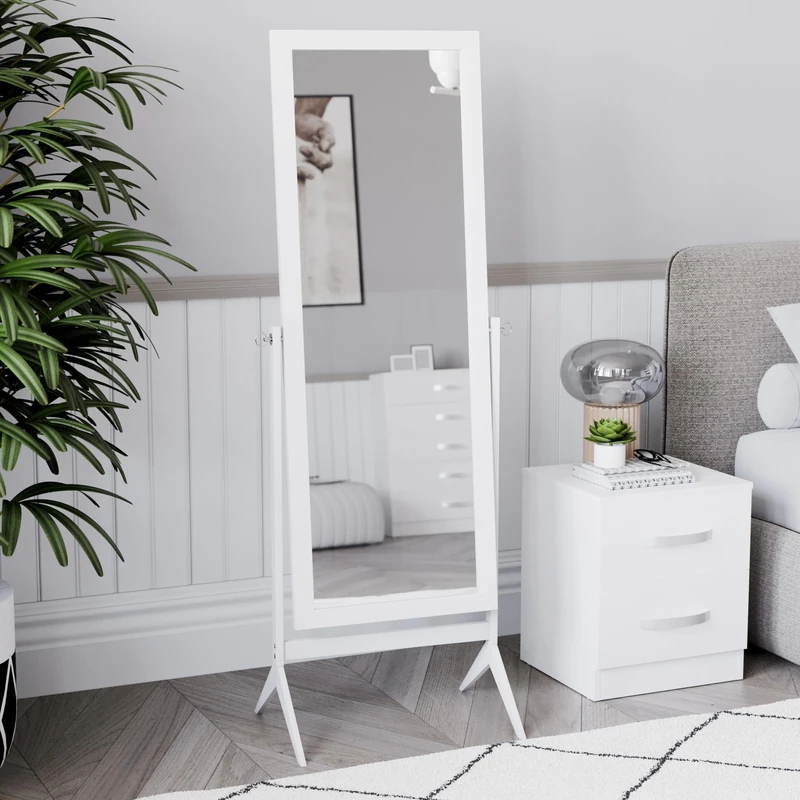 Vida Designs Floor Mirror, Engineered Wood, White, H 151 x W 53 x D 46 cm Approx. - Image 1
