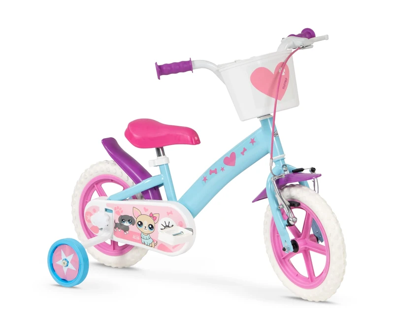Toimsa Pets 12 inch Bicycle/Kids Bike learn to ride outdoors, with training wheel stabilisers and mudguard, for children/youth age 3-5 Years, Pink