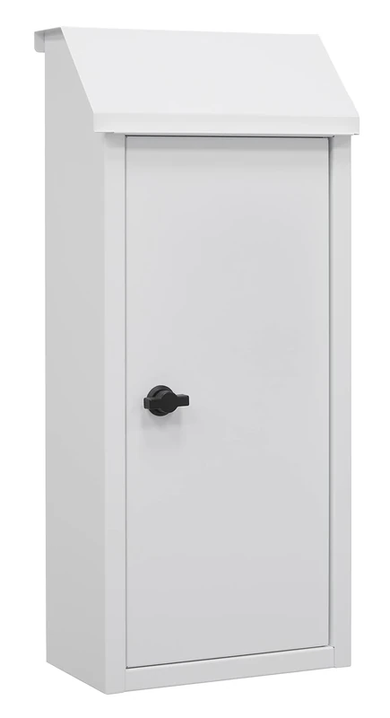 Delivery Letter Box Newspaper Box with Rotary Knob Bread Bin Large Capacity Vertical Post Box for Mail Press Advertising White