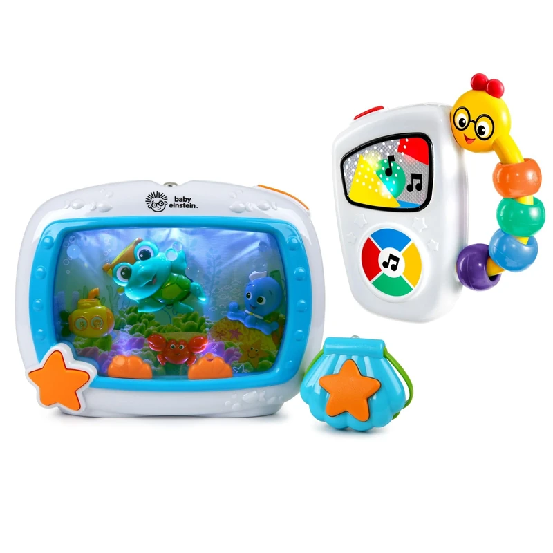 Baby Einstein 11058, Sea Dreams Soother Cot Toy with Remote, Lights and Melodies &, Take Along Tunes Musical Toy, Interactive Baby Toy with Lights & 10 melodies