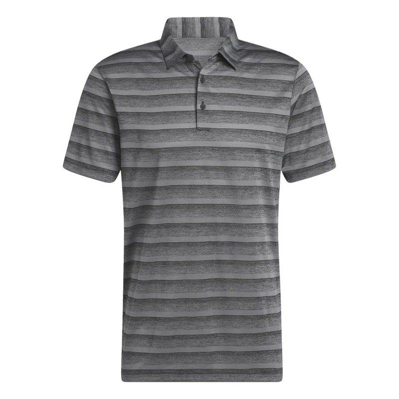 adidas Men's Two Color Stripe Golf Polo Shirt, Black/Grey Four, Large