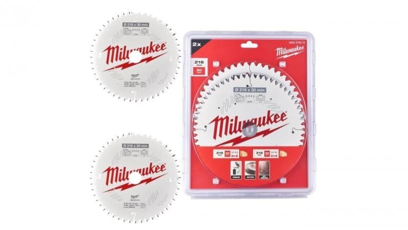 Milwaukee CSB 216mm x 30mm Circular Saw Blades for Mitre Saws Twin Pack 4932479575-48T & 60T