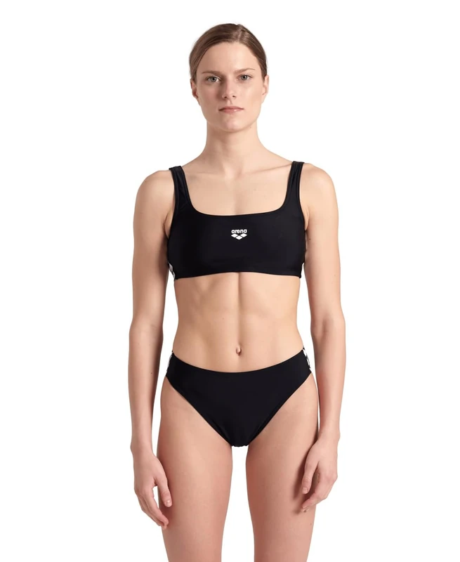 ARENA Women's Icons Bikini Cross Back Solid Swimming Trunks Black/White - Image 1