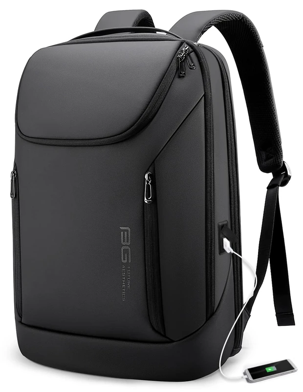 BANGE Business Smart Backpack Waterproof laptop backpack with USB Charging Port,Travel Durable Backpack (BlACK(three Pocket) - Image 1