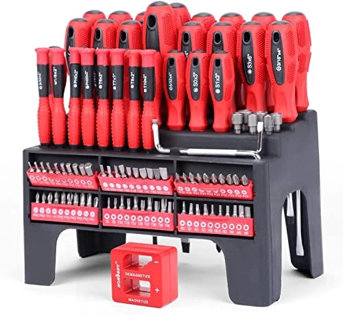 HORUSDY 101-Piece Magnetic Screwdriver Set with Rack | Includes Precision Screwdrivers and Magnetizer Demagnetizer | Ideal DIY Tool Kit for Men | Perfect Tools Gift