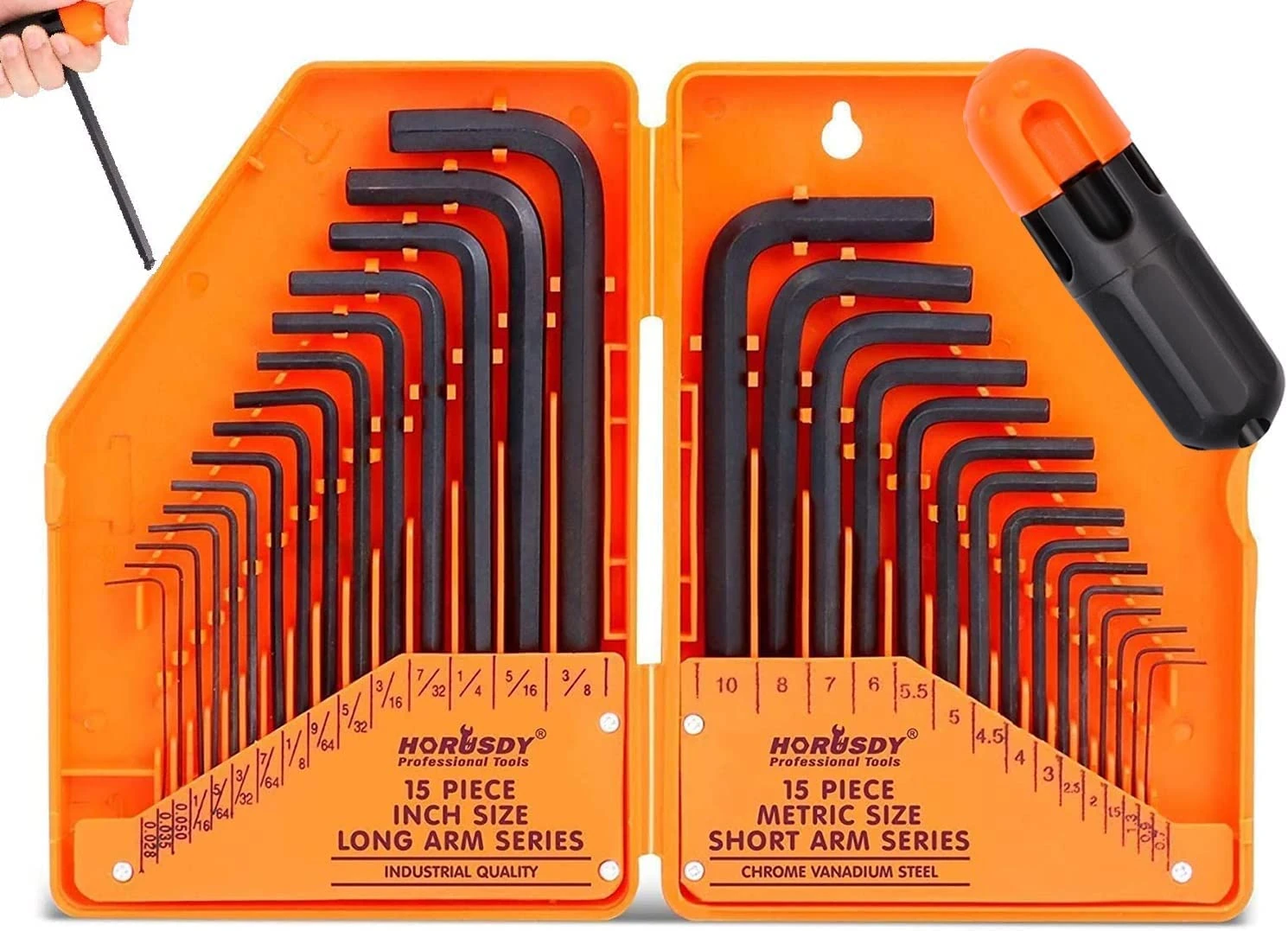 HORUSDY 31-Piece Hex Key Set | Allen Wrench Set | Metric (0.7mm-10mm) & Imperial (0.028"-3/8") | Durable & Precise | Ideal for DIY and Professionals