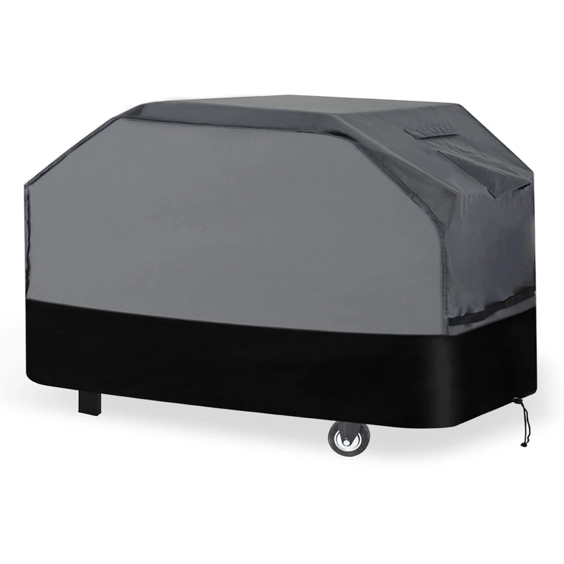 Waykea Heavy Duty Grill Cover 166cm, 600D Oxford Water Resistant UV & Fade Resistant BBQ Cover for Weber Char-Broil Dyna Glo Nexgrill Charcoal Gas Grill (166W x 66D x 115H cm, Gray/Black)