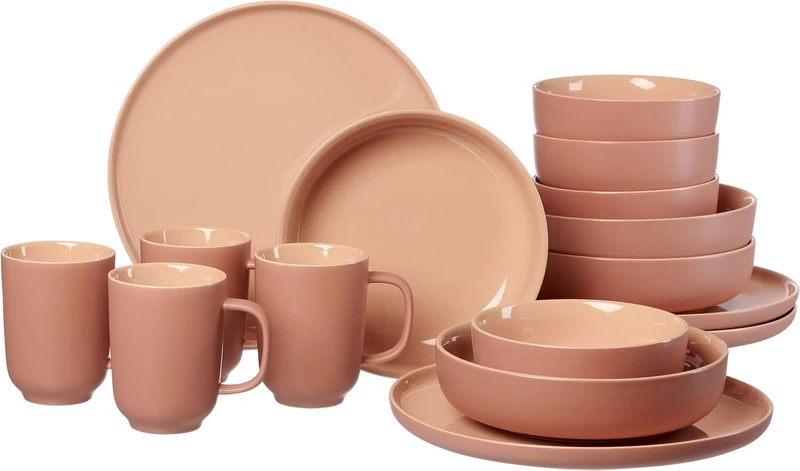 Ritzenhoff & Breker Jasper Dinner Set 16 Pieces Powder Stoneware Plates Bowls and Cups for 4 People