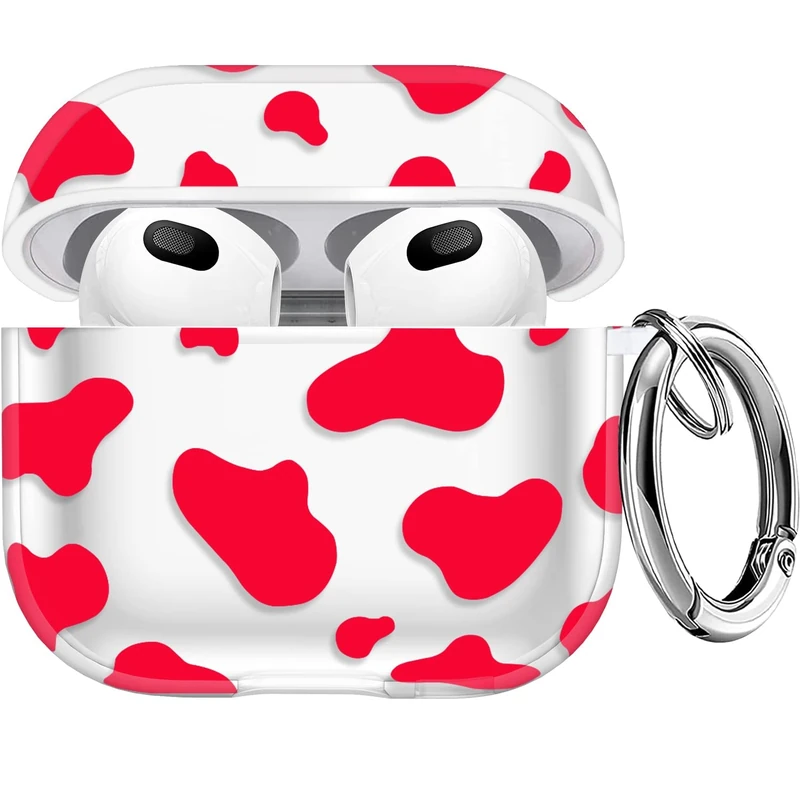 TINSOI Compatible with AirPods 3rd Generation Case Cover, Cute Milk Cow Pattern Soft TPU Protective Case Skin Portable & Shockproof Men Women Girls with Keychain, 10 Cases + 10 Keychains