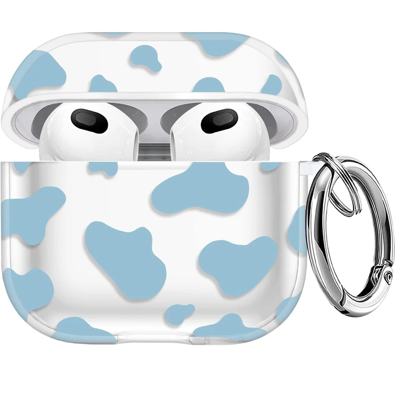 TINSOI Compatible with AirPods 3rd Generation Case Cover, Cute Milk Cow Pattern Soft TPU Protective Case Skin Portable & Shockproof Men Women Girls with Keychain, 10pcs Cover+10pcs Carabiner