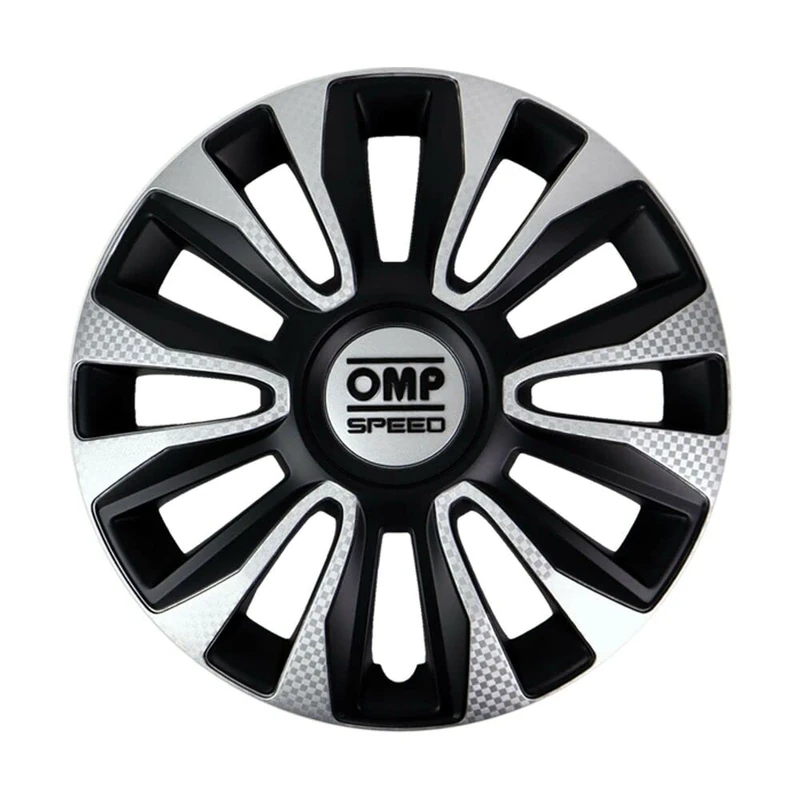 OMP SPEED SET 4 HUBCAPS MAGNUM BLACK/SILVER/CARBON 15 INCHES