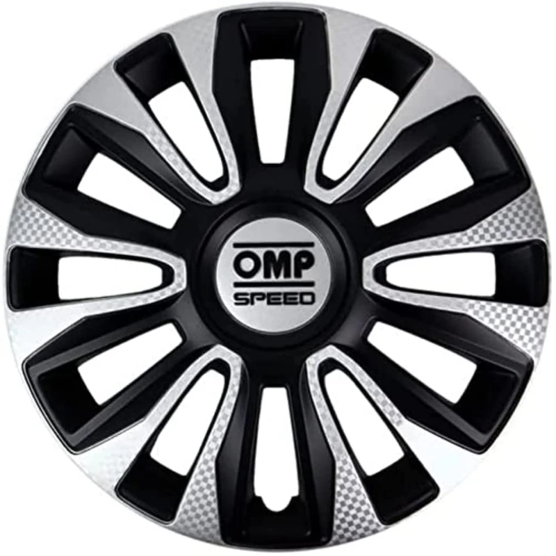 OMP SPEED SET 4 HUBCAPS MAGNUM BLACK/SILVER/CARBON 14 INCHES