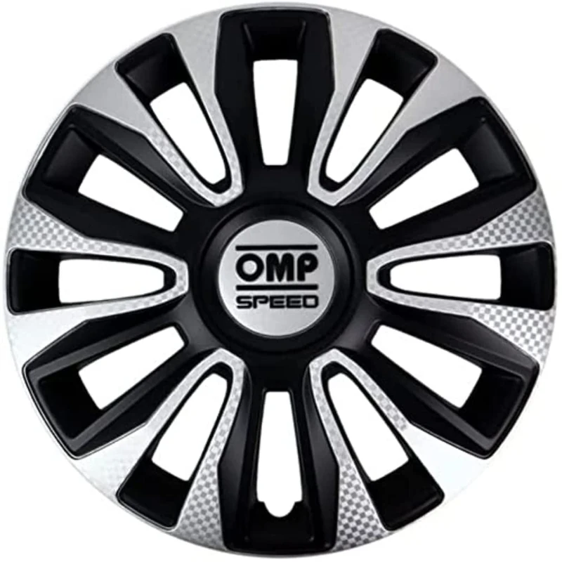 OMP SPEED SET 4 HUBCAPS MAGNUM BLACK/SILVER/CARBON 13 INCHES