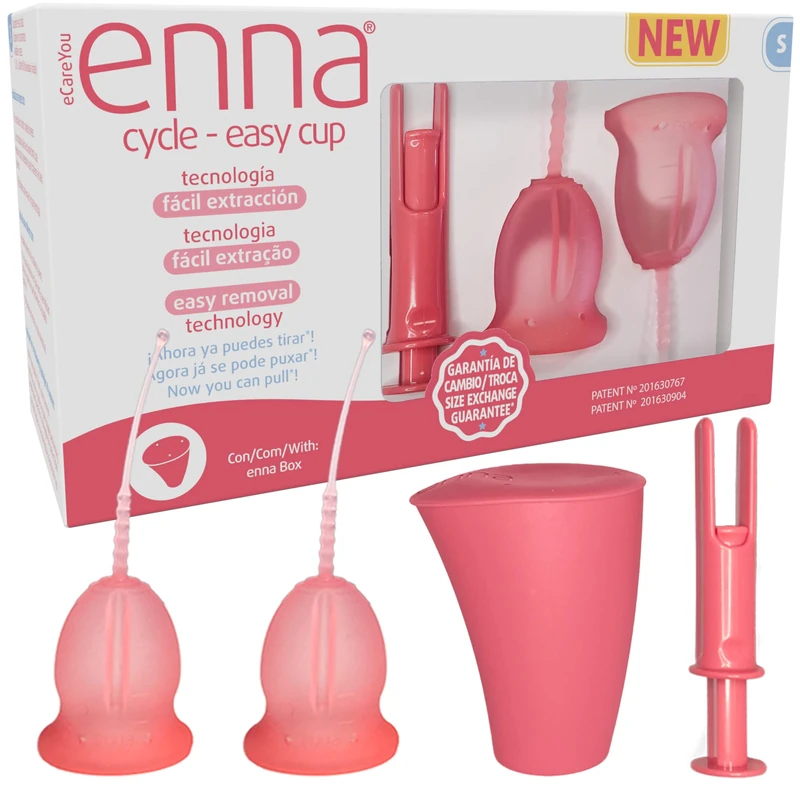 enna Cycle Easy – 2 Menstrual Cups, Sterilizer Box and Applicator, Size S