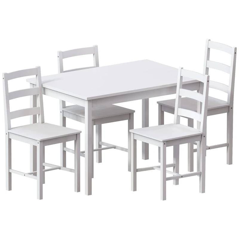 Vida Designs Yorkshire Dining Table and Chairs Set Kitchen Home Furniture (White, 4 Seater)