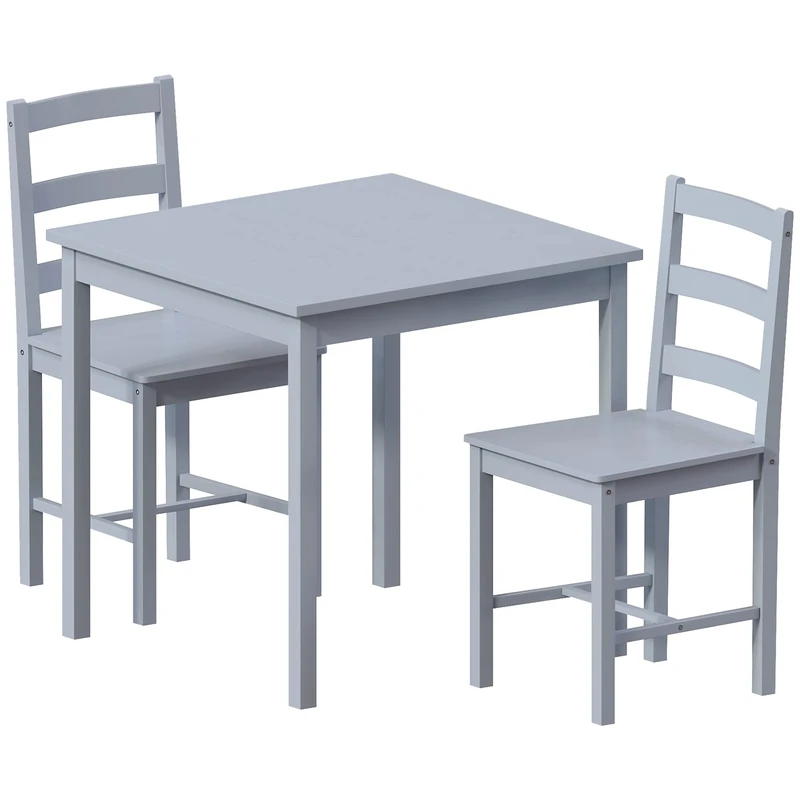 Vida Designs Yorkshire Dining Table and Chairs Set Kitchen Home Furniture (Grey, 2 Seater)