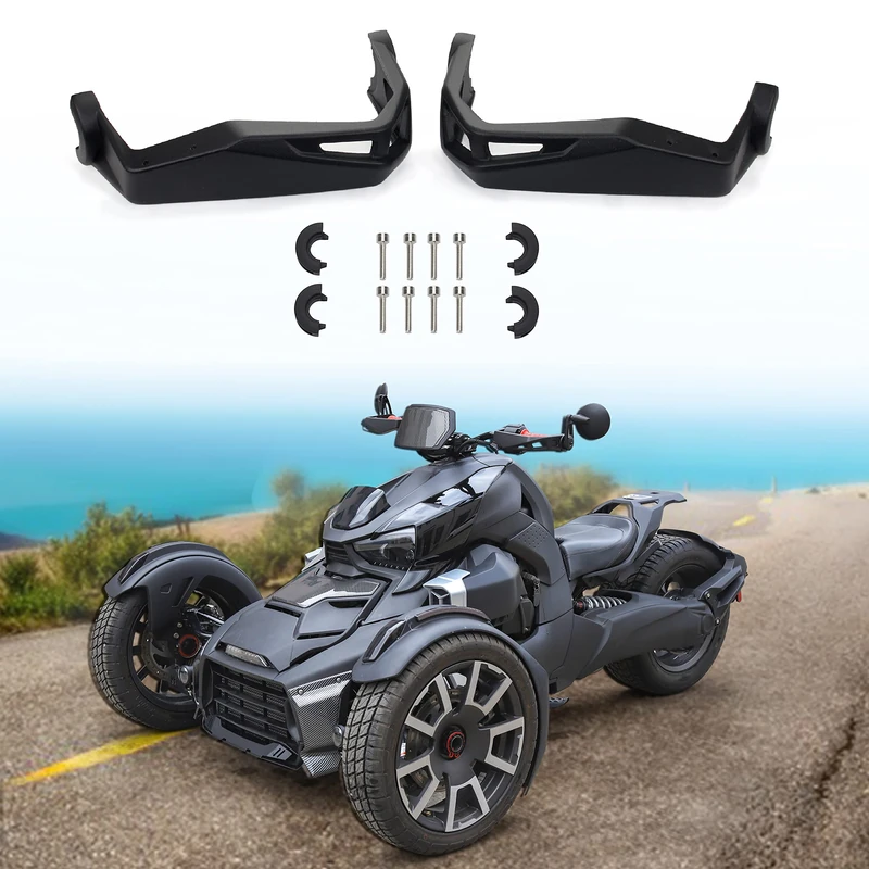 CPOWACE Aluminum Hand guards Kit Compatible with Can Am Ryker Replace for 219400998 Black Handguards Handlebars Protector (2PCS)