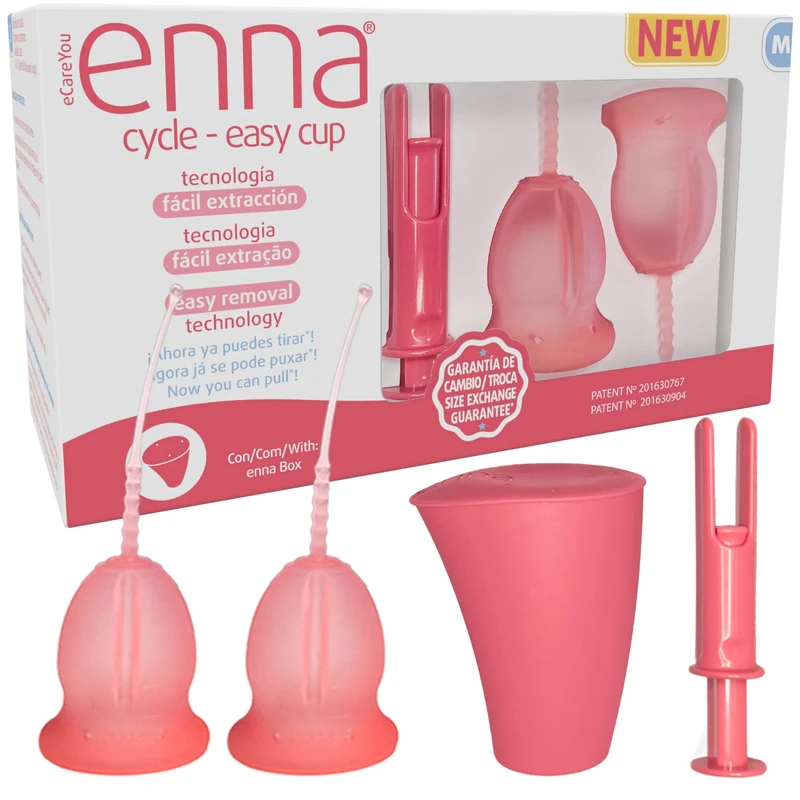 enna Cycle Easy – 2 Menstrual Cups, Sterilizer Box and Applicator, Size M