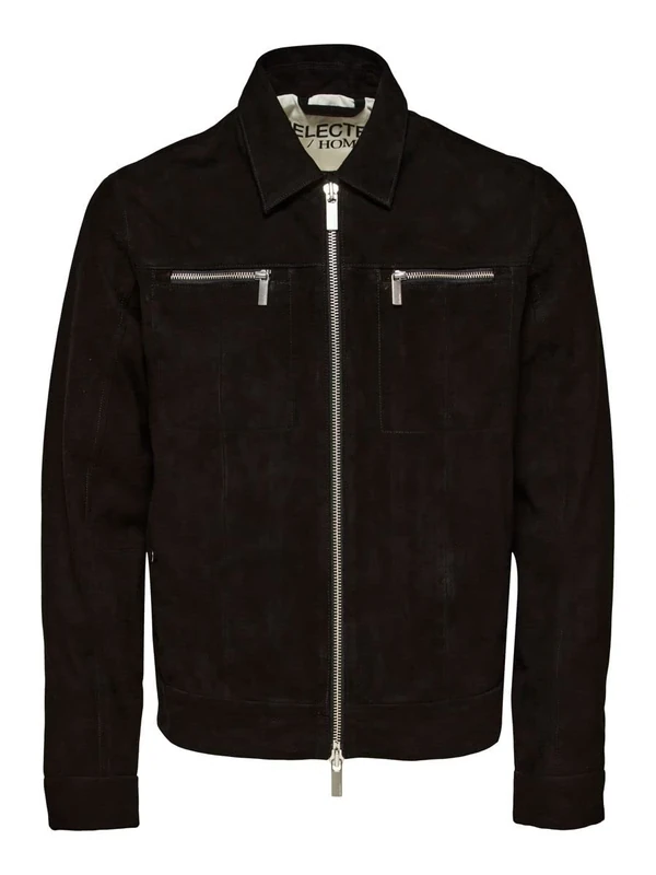 SELECTED HOMME Men's Slharchive Blouson Suede Jacket W Noos, Black, M
