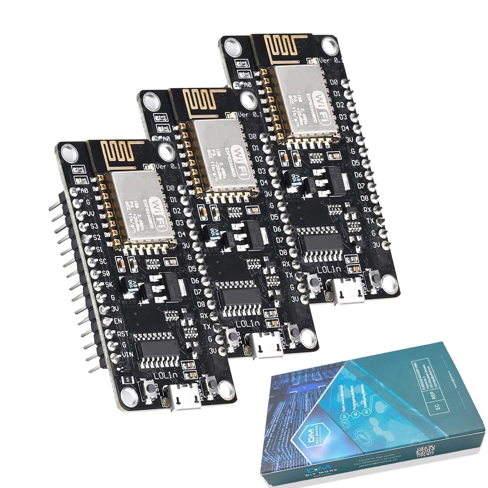 Diymore 3PCS for ESP8266 WiFi Development Board NodeMCU CH340G for ESP8266-12E Module (3PCS)