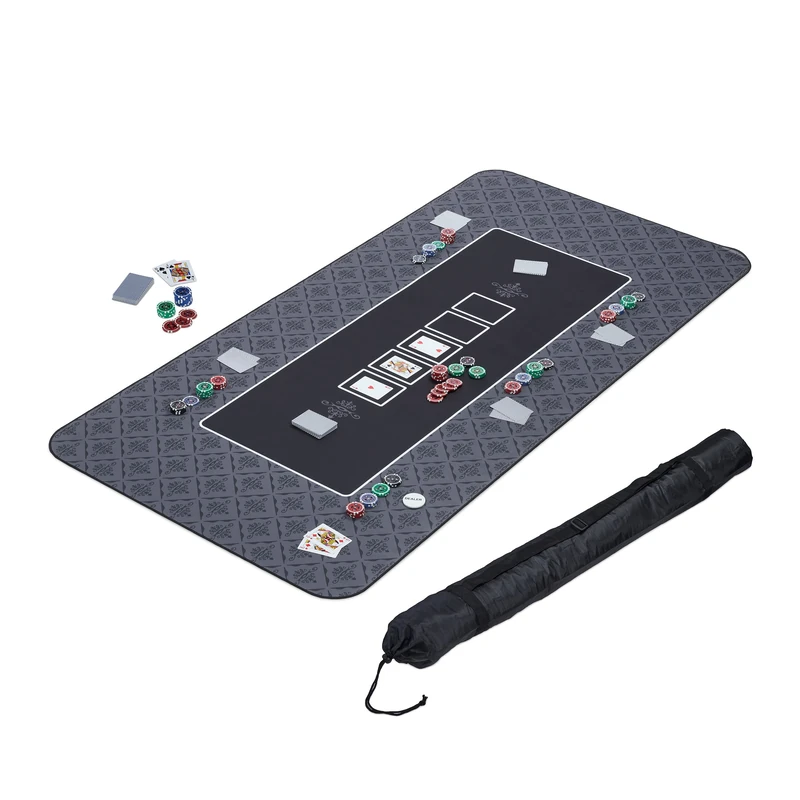 Relaxdays Poker Mat 180 x 90 cm, for all Variations, Gambling Table Cover Large, Anti-Slip, incl. Protective Bag, Black