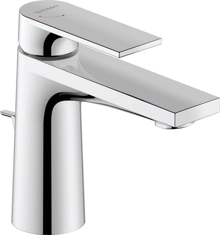 Duravit Tulum Basin Mixer Tap, Size S (Spout Height 97 mm), Bathroom Tap with Pop-Up Waste Fitting, Basin Tap with Energy Saving FreshStart Function, Chrome
