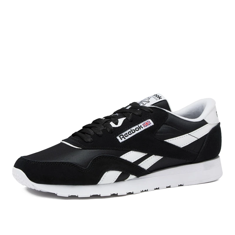Reebok Men's Klassisches Nylon Sneaker, Black White, 11 UK