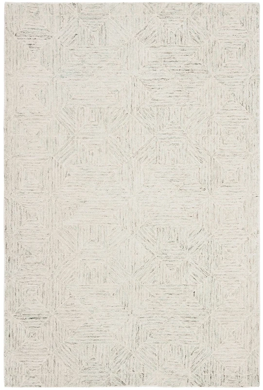 SAFAVIEH Contemporary Rug for Living Room, Dining Room, Bedroom - Abstract Collection, Short Pile, in Ivory and Light Blue, 61 X 91 cm