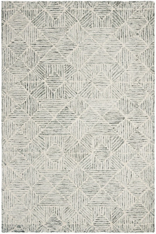 Safavieh Contemporary Rug for Living Room, Dining Room, Bedroom - Abstract Collection, Short Pile, in Ivory and Green, 76 X 122 cm