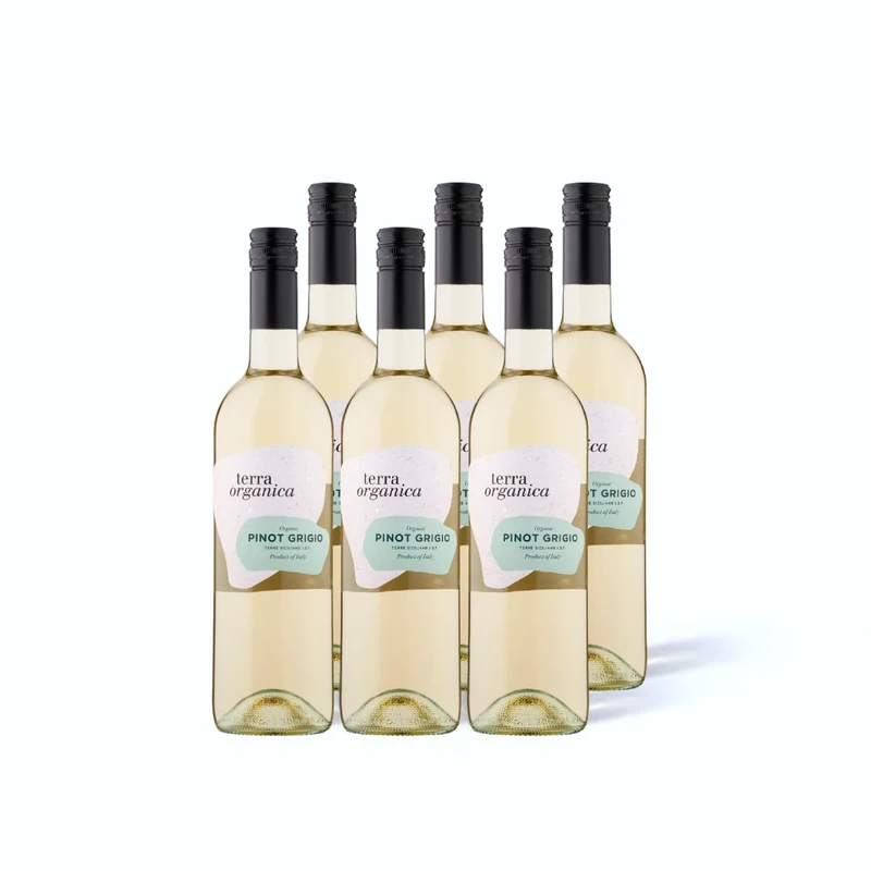 Terra Organica Pinot Grigio White Wine 12% ABV, 6 x 75cl - Rich & Fruity Italian Organic Wine Case of 6 - Award Winning Wine - Produced by Family Run Winery - Makes for a Great White Wine Gift Set