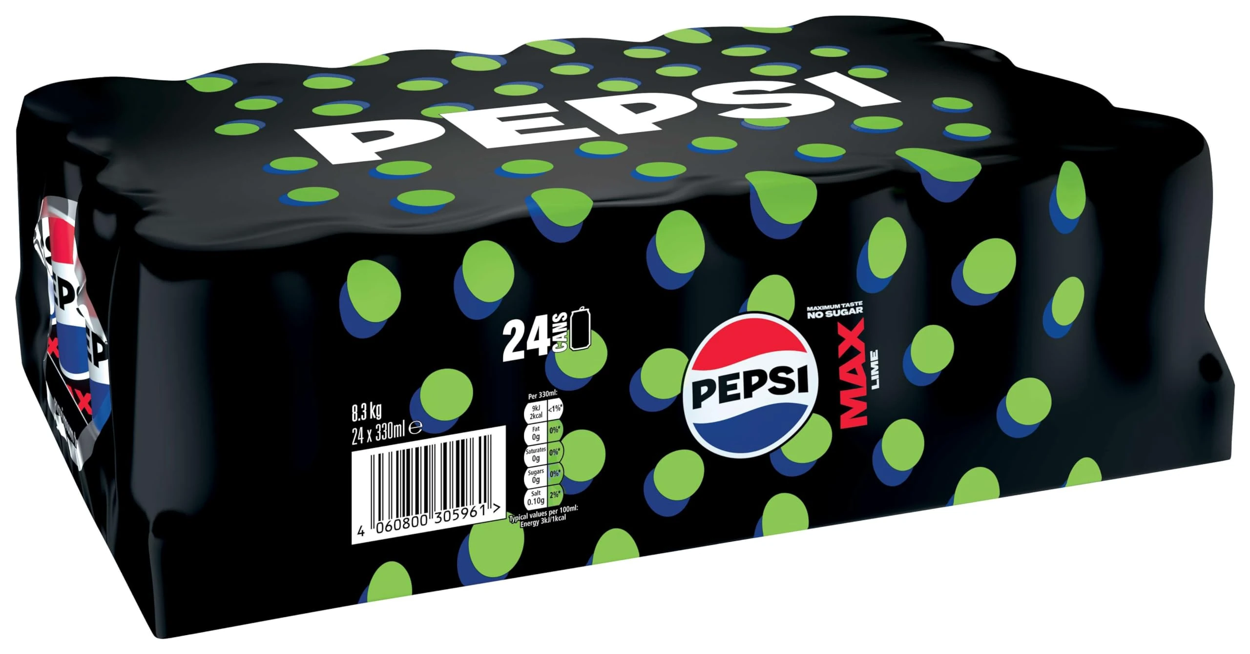 Pepsi Max Lime No Sugar Cola Cans 24 x 330ml