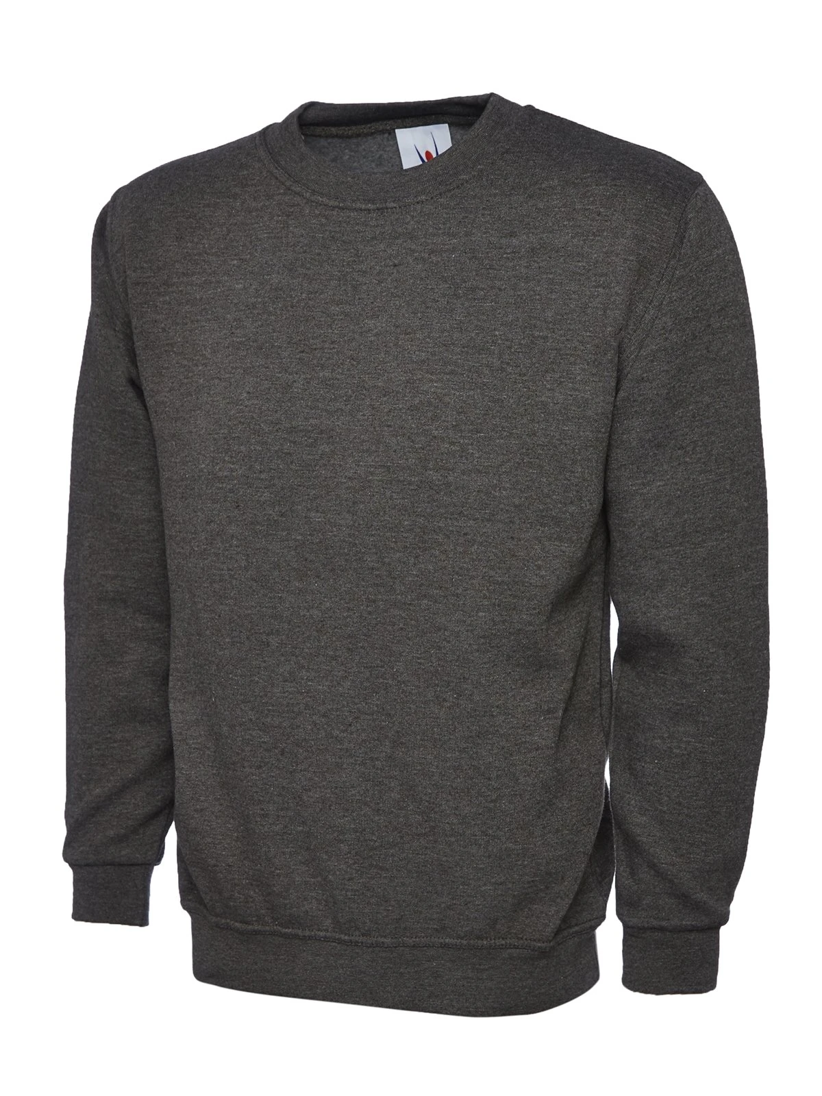 Mad Ink Plain Classic Crewneck Sweatshirt Jumper Top (L, Charcoal)