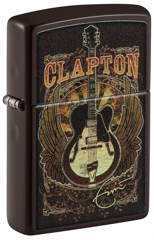 Zippo Windproof Lighter, Eric Clapton Design – Brown, Colour Image – Refillable, Reusable, Windproof Design – Comes in Gift Box – Made in USA