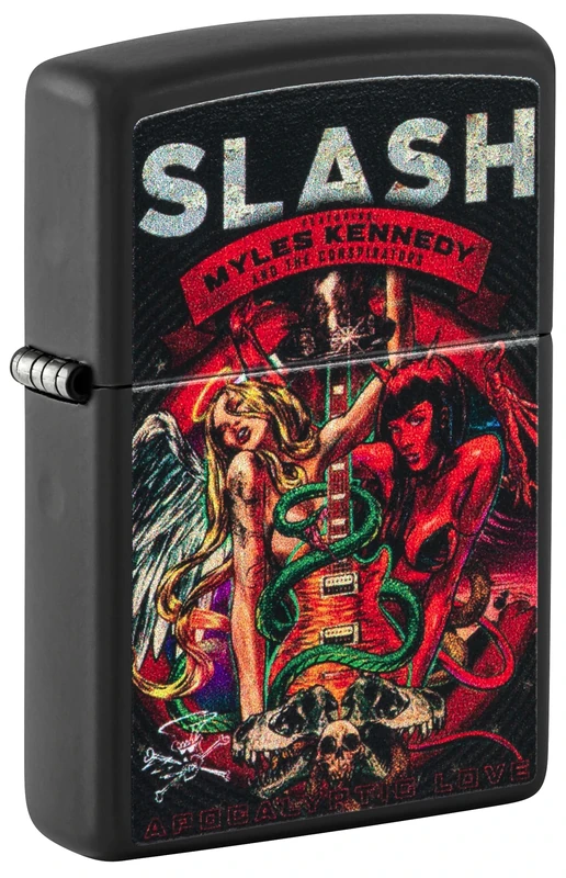 Zippo Windproof Lighter, Slash Design – Matt Black, Colour Image – Refillable, Reusable, Windproof Design – Comes in Gift Box – Made in USA