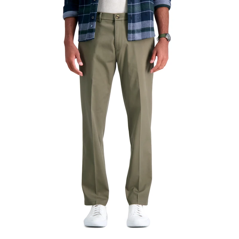 haggar Men's Iron Free Premium Khaki Straight Fit Flat Front Flex Waist Casual Pant, Toast, 38x29