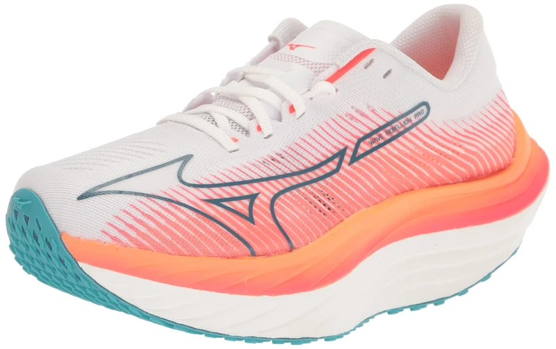 Mizuno Men's Wave Rebellion Pro Running Shoe, White/Silver, 12