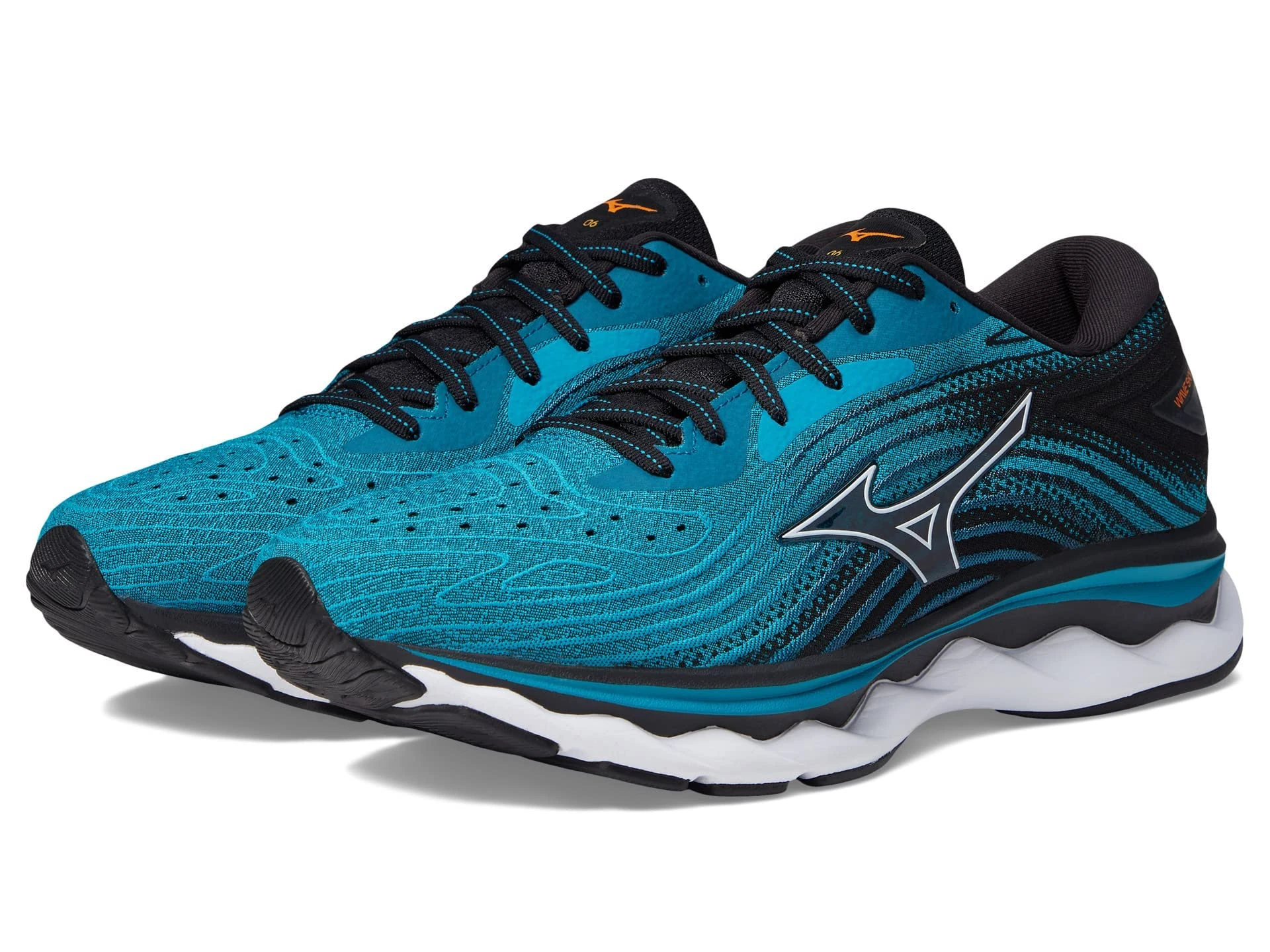 Mizuno Mens Wave Sky 6 Running Shoe, Enamel Blue-White, 11.5