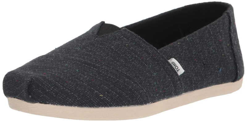 TOMS Women's Recycled Cotton Canvas Alpargata Espadrille, Black Speckled, 3 UK