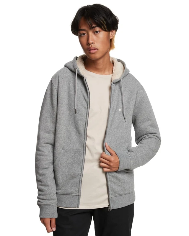 Quiksilver Men's Essentials Hooded Sweatshirt, Light Grey Heather, XS UK